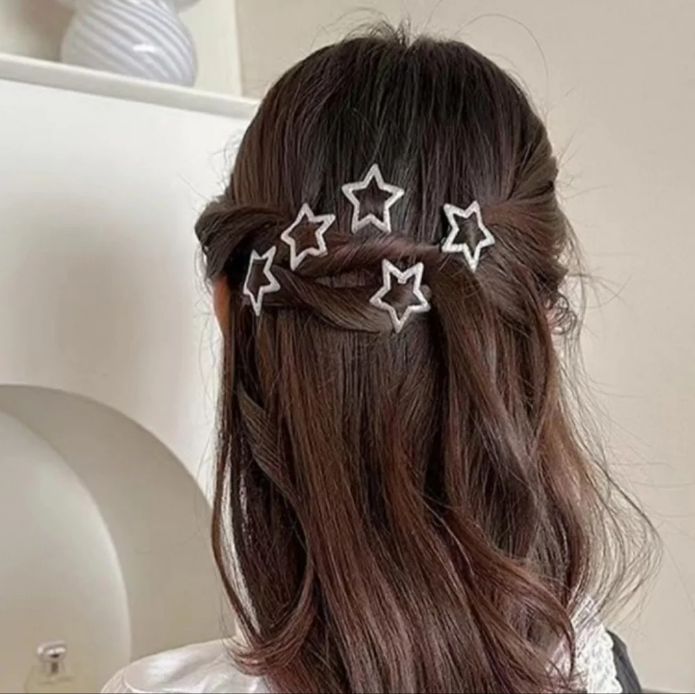 10 pc Silver Star-Shaped Snap Hair Clips BNIB